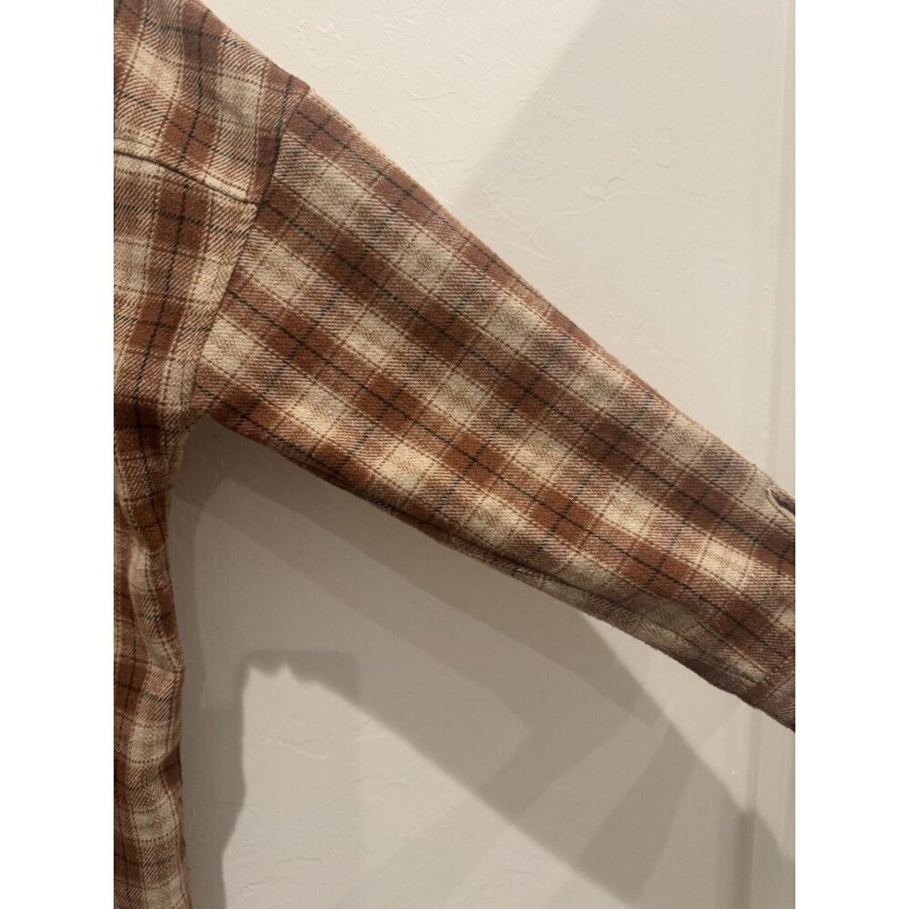 Böhme oversized brown and beige plaid flannel shacket Size Small Brown & White - Picture 14 of 16